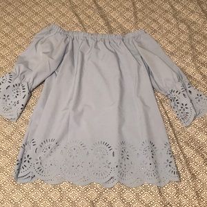 Blue off shoulder top